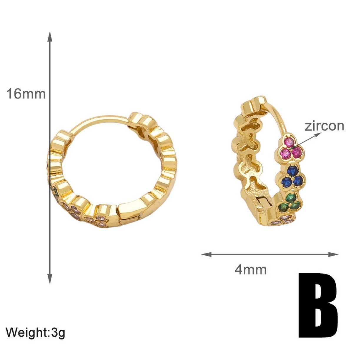 ROUND INLAID ZIRCON GOLD-PLATED EARRINGS