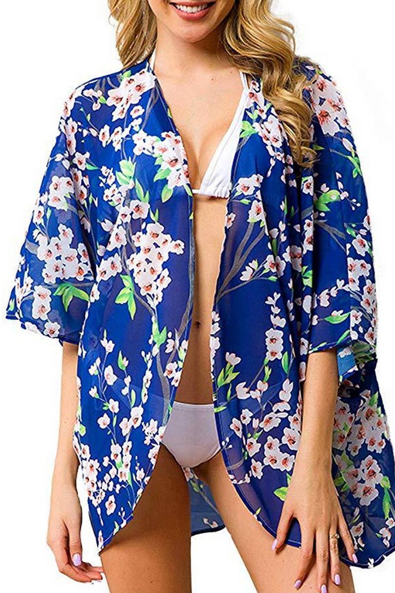 CWTTS1521_SUMMER NEW STYLE PRINTED CARDIGAN CHIFFON BLOUSE