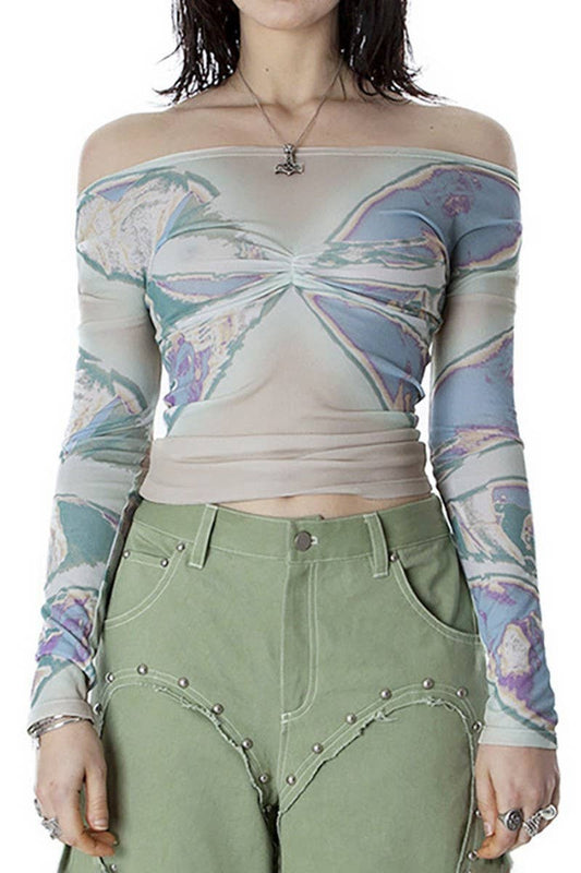 Casual pullover printed long-sleeved T-shirt