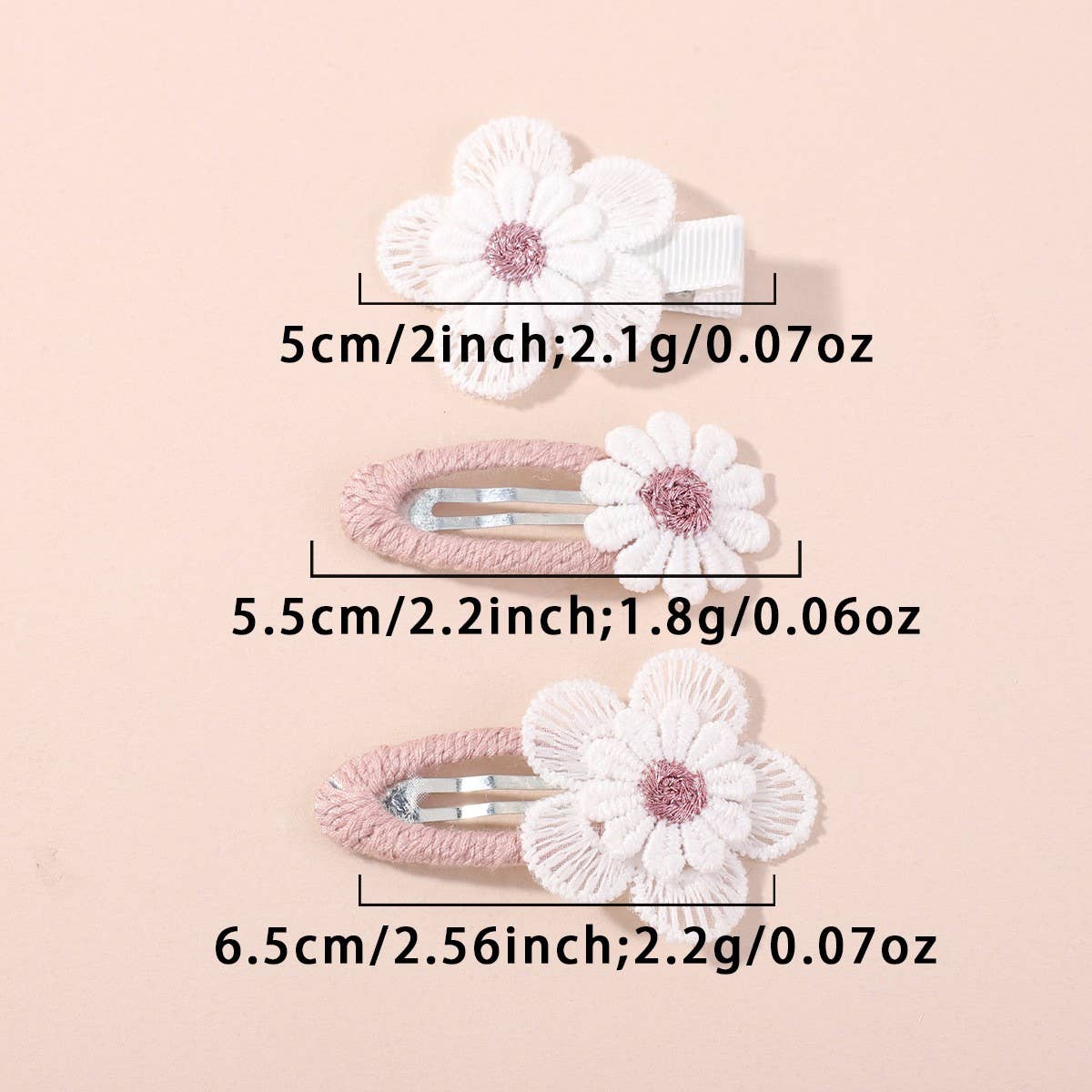 Fresh Daisy Hair Clip Set ? Handmade Fabric Clips