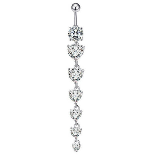 Cute CZ Navel Ring ? Heart & Butterfly Design
