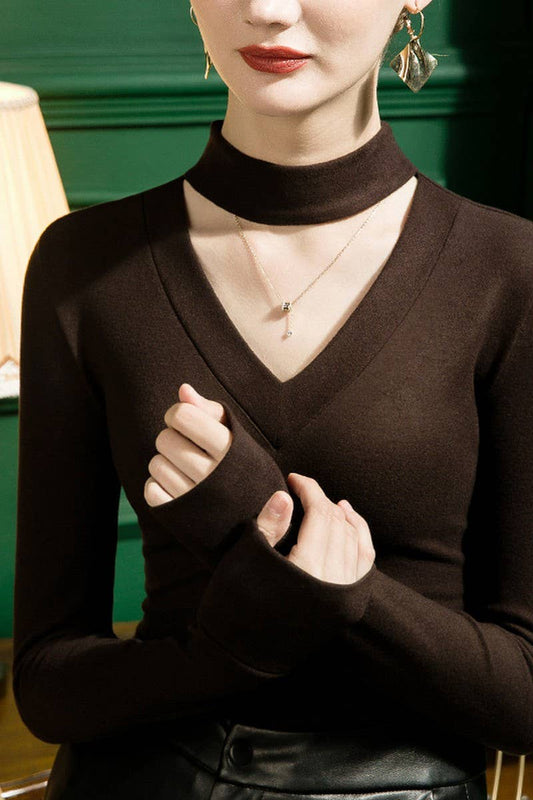 CWTBLL2576_SOLID COLOR HALTER NECK BOTTOMING SHIRT