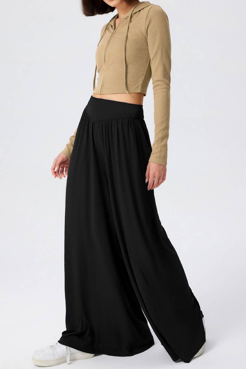 CWBLP1863_SOLID COLOR CASUAL HIGH WAIST WIDE LEG PANTS