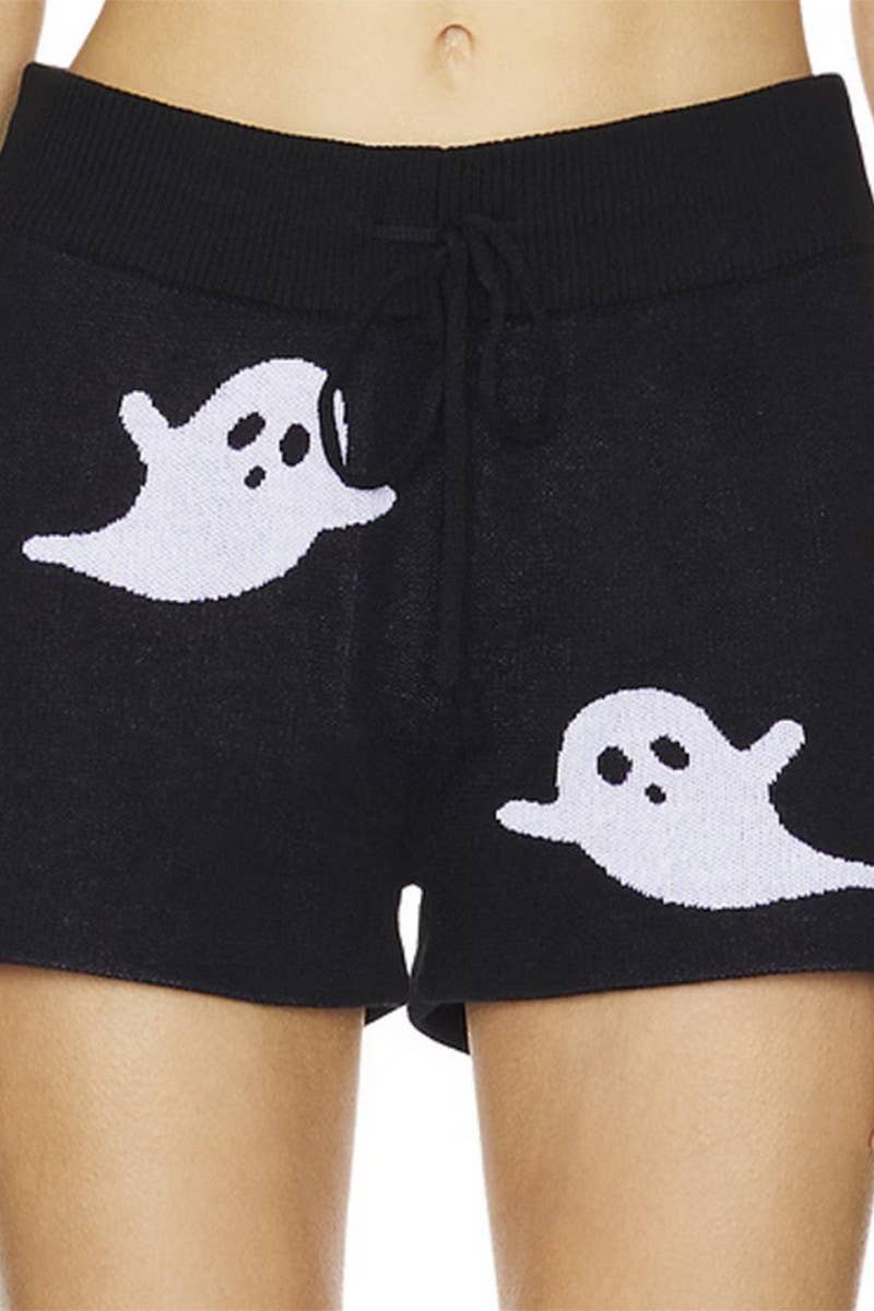 CWSTB00426_DARK HALLOWEEN GHOST KNIT SWEATER & SHORTS SET