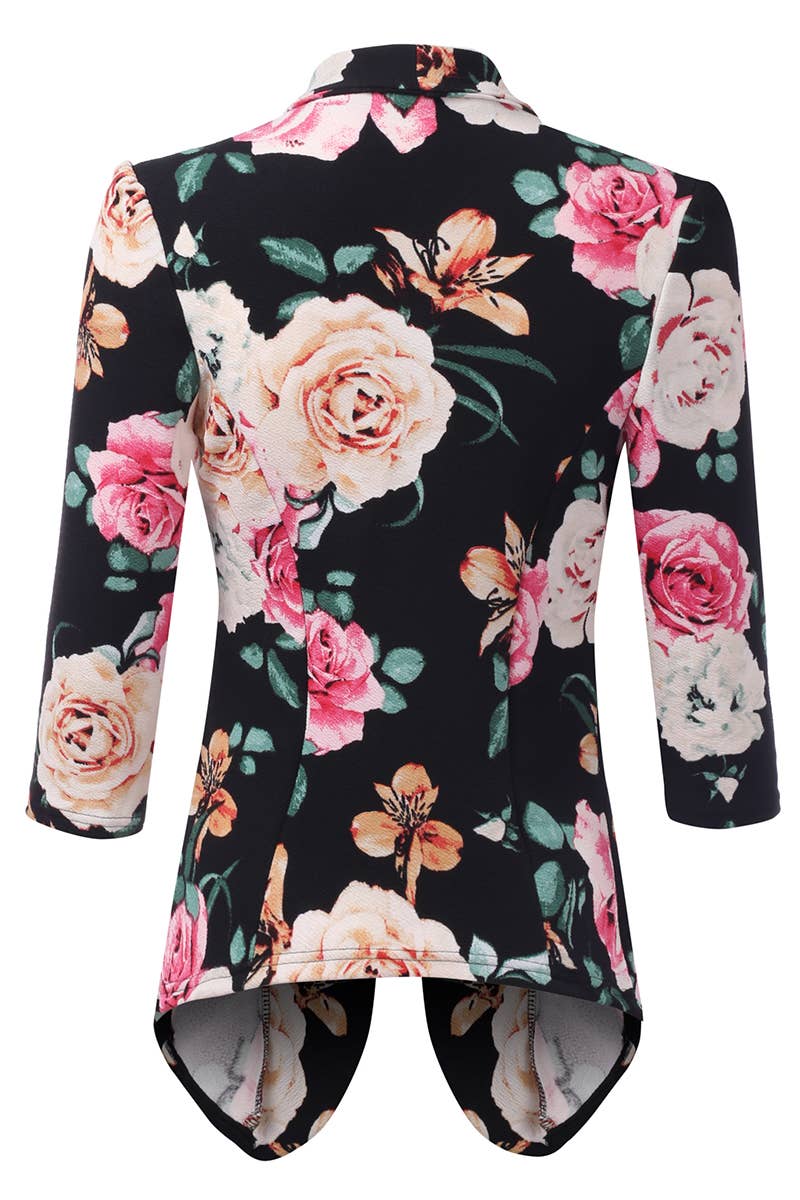 CWOBL089_Casual Work 3/4 Sleeve Open Front Blazer