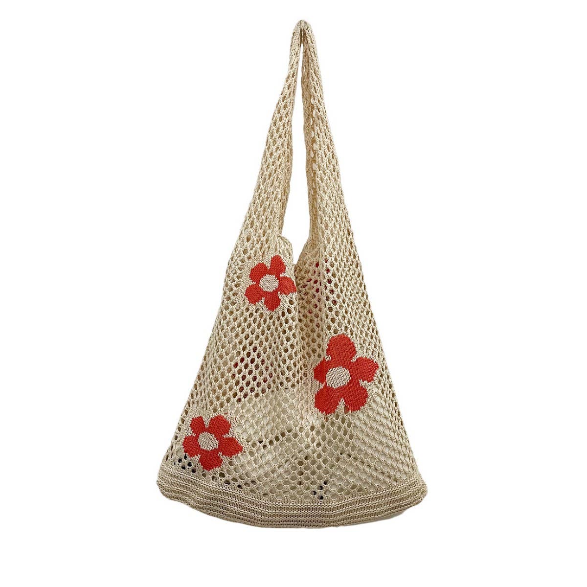 CWAB5060_FLOWER KNITTED MESH HOLLOW SHOULDER BAG