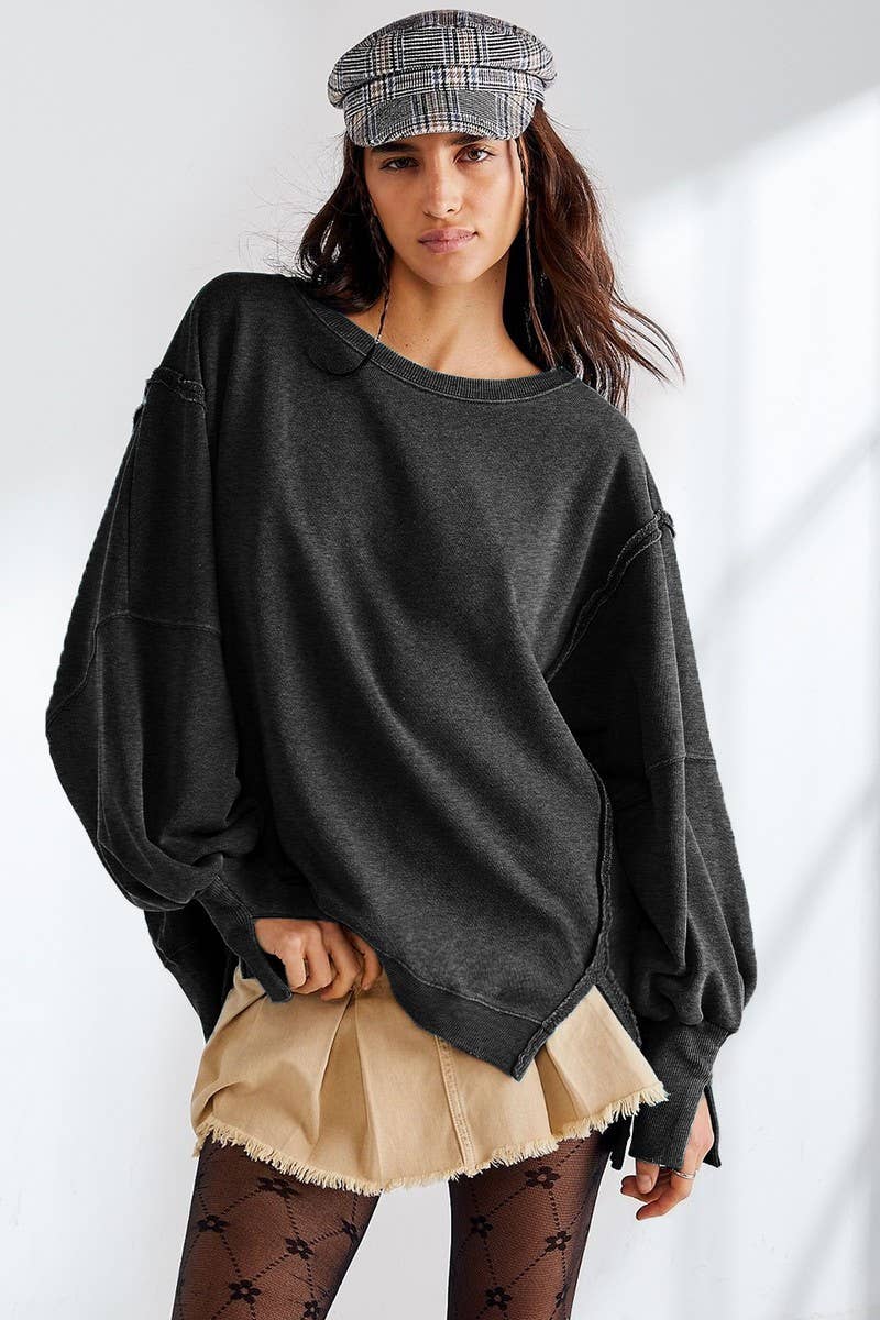 CREWNECK LONGSLEEVED SPORTS LOOSE HOODIE_CWOHOL0512