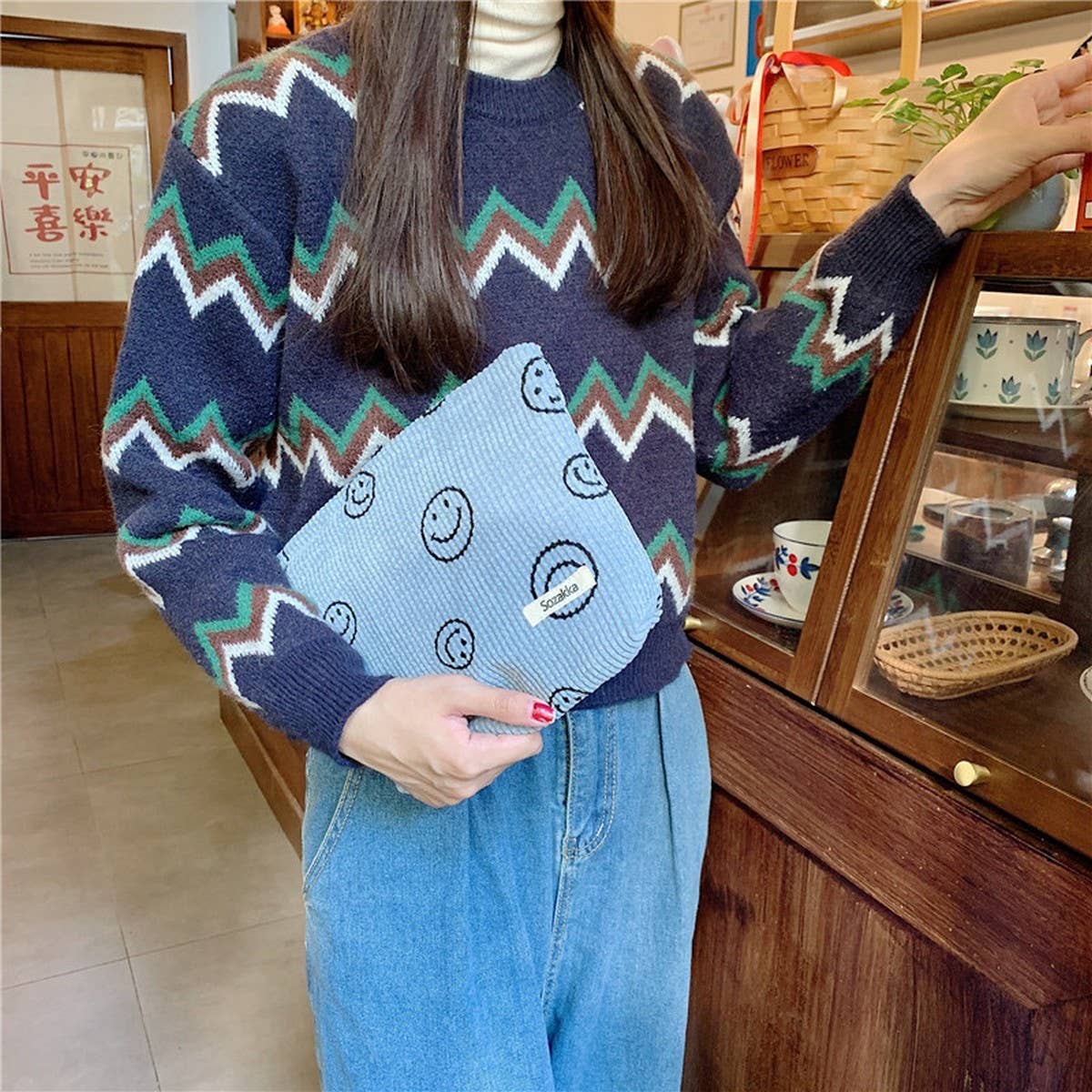 CWAB5805_SIMPLE RETRO COSMETIC BAG/CLUTCH/PENCIL BAG