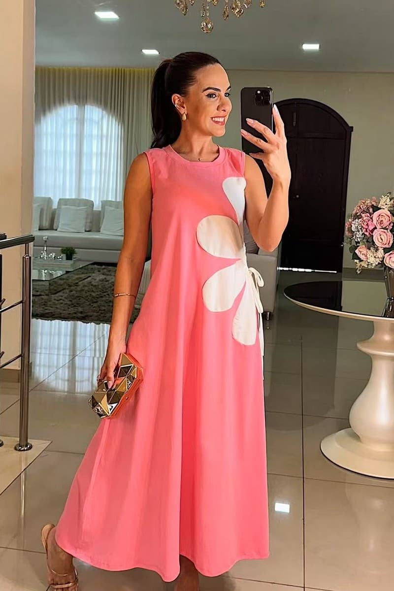 CWDMD5838_SLEEVELESS FLORAL PRINT BODYCON TANK DRESS