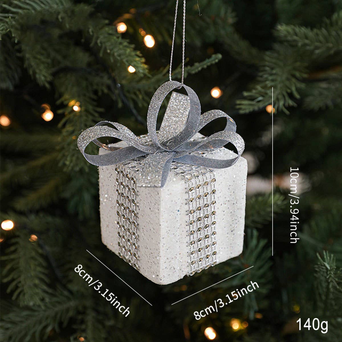 Silver Foam Glitter Xmas Balls Bows Tree Topper