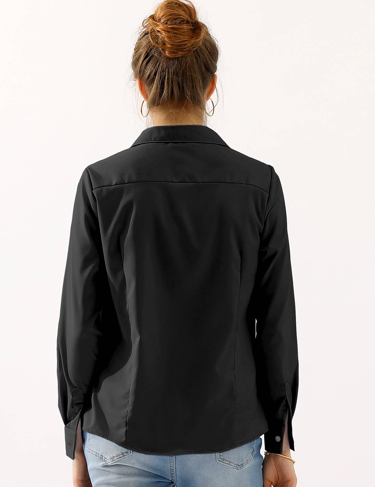 CWTSTL720_PLUS Basic Long Sleeve Button Down Collared Shirts