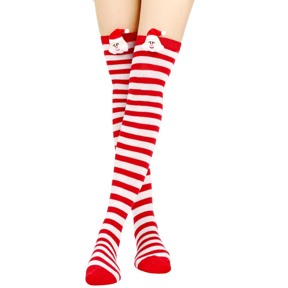 CWMS02686_CHRISTMAS STRIPED KNEE HIGH SOCKS PARTY