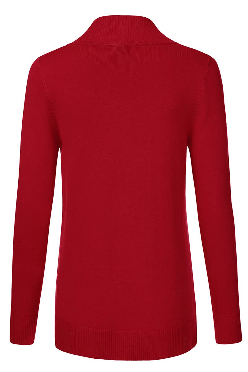 AWOCAL313_Open Front Long Sleeve Pockets Sweater Cardigan