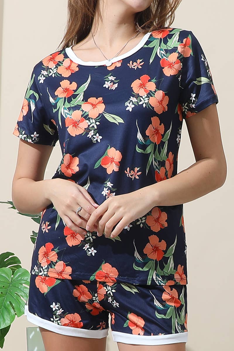 CWSPJ031-P_SHORT SLEEVE TOP WITH SHORTS PAJAMA SET