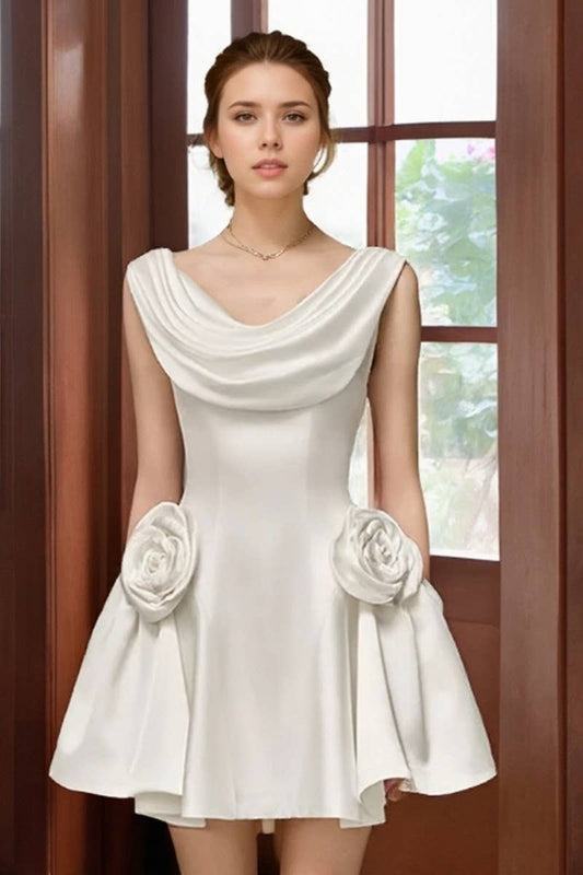 CWDSD8821_SATIN FLORAL APPLIQU? WAIST PLEATED DRESS