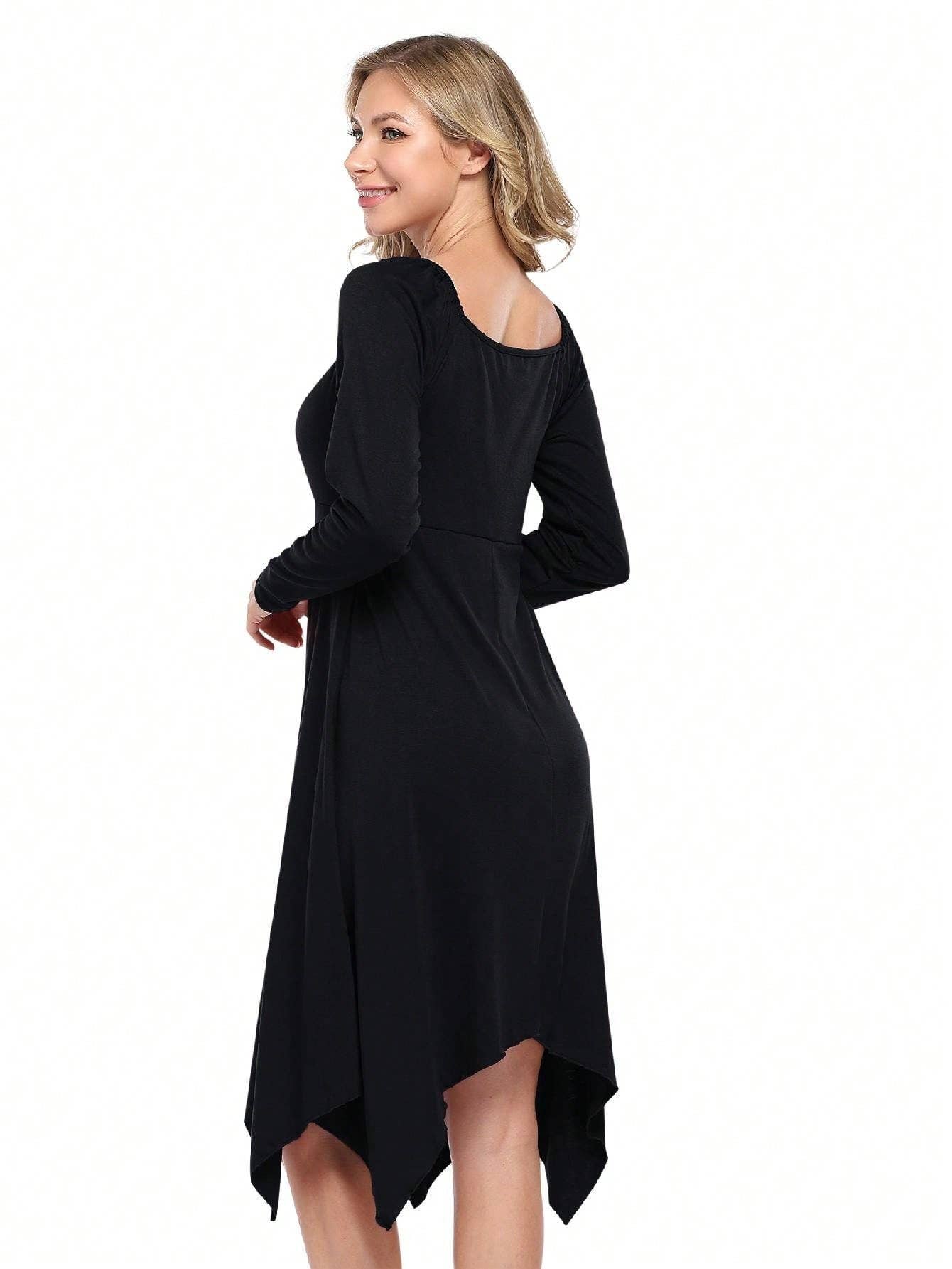 COMMUTER CASUAL DRESS WITH IRREGULAR HIGH WAISTED