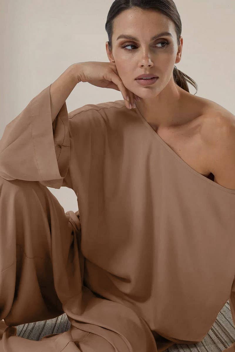 CWSPJ0324_ROUND NECK LONG SLEEVE LONG PANTS PAJAMA SET