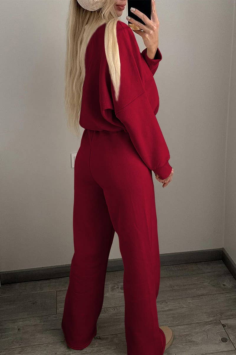 CWSTB00453_SPORTY LONG SLEEVE JACKET & SOLID PANTS SET