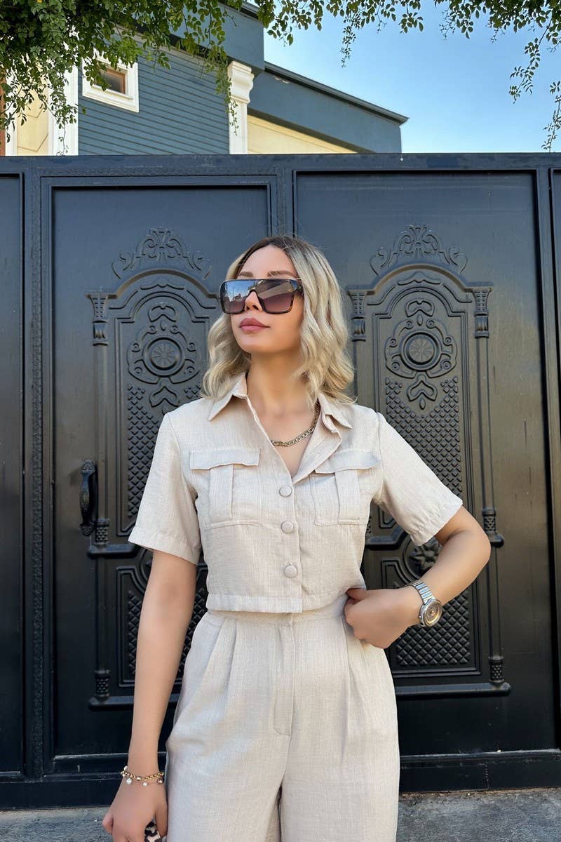 CWSS1063_SUMMER ELEGANT CASUAL WOMEN'S TWO-PIECE SUIT