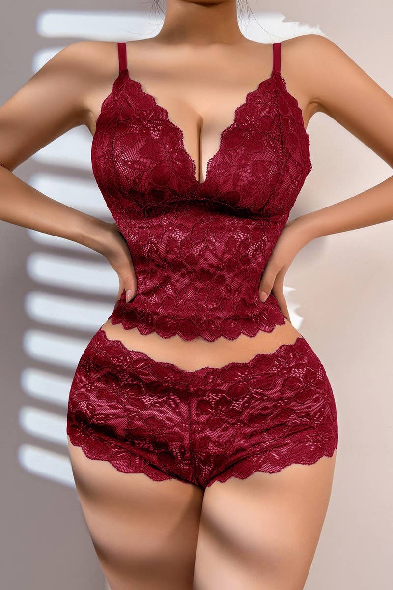 CWMU00270_LACE BRALETTE SET WIRELESS PUSH UP LINGERIE