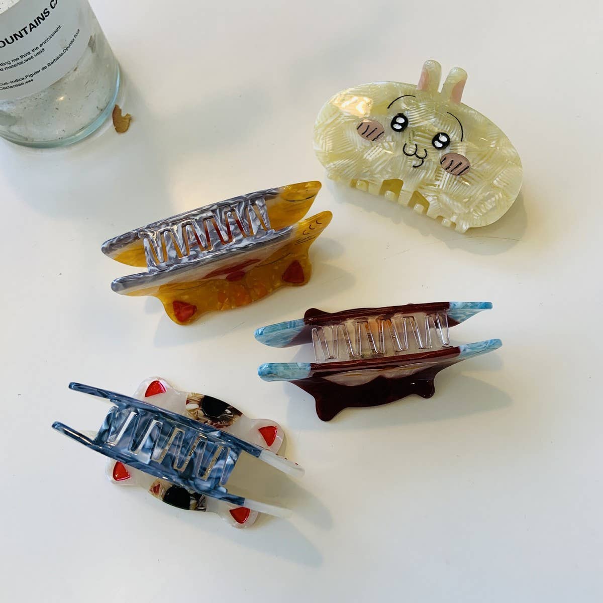 CWAHA1523_FUNNY CARTOON CAT,RABBIT,OWL,HAIR CLAW CLIP