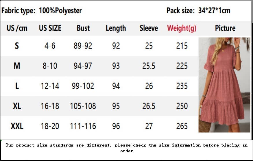 CWDSD7260_SOLID COLOR LOOSE CASUAL SHORT-SLEEVED DRESS