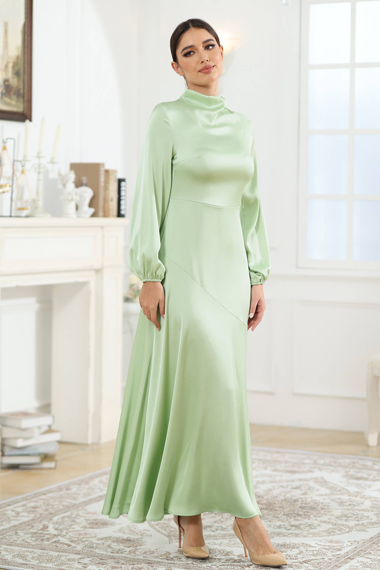 COLOR DING LONG-SLEEVED LOOSE TEMPERAMENT DRESS