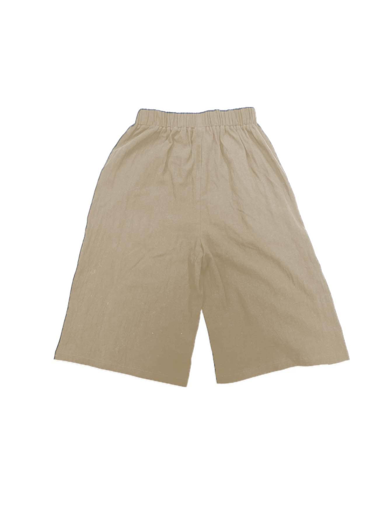 Cotton and linen solid-colored casual shorts