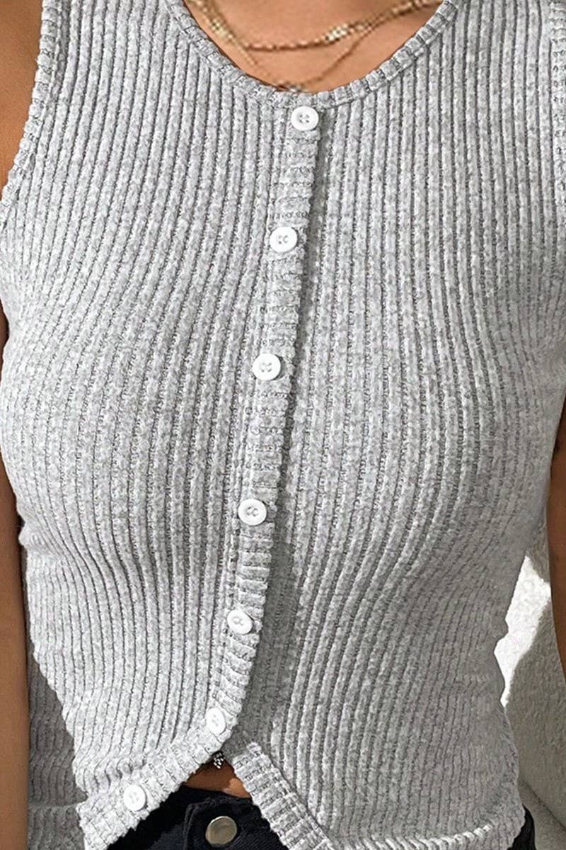CWTBLSL0819_SEXY KNIT SLIM FIT BUTTON TANK TOP