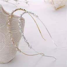 Double rhinestone headband set with diamonds