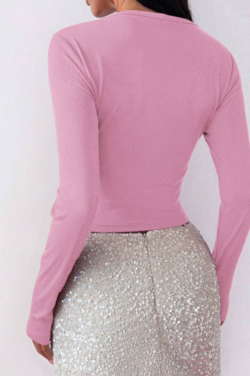 CWTBLL01042_U-NECK LONG-SLEEVED SLIM-FIT TOP