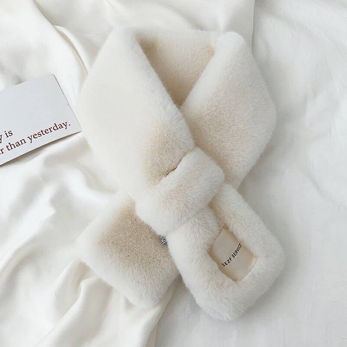 Faux Fur Scarf - Knit Winter Neck Wrap for Women