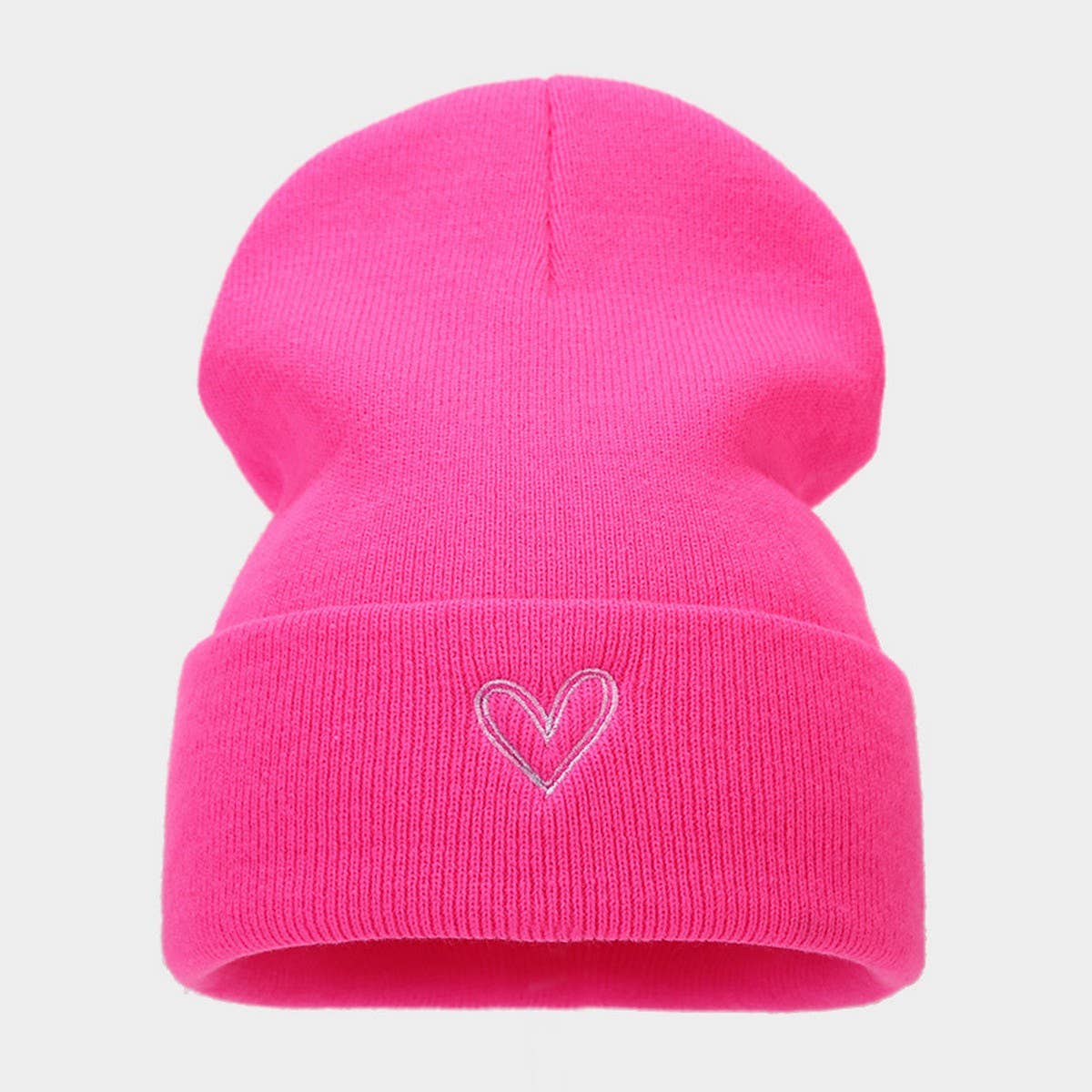 HEART EMBROIDERY ACRYLIC KNITTED HAT_CWAH2082