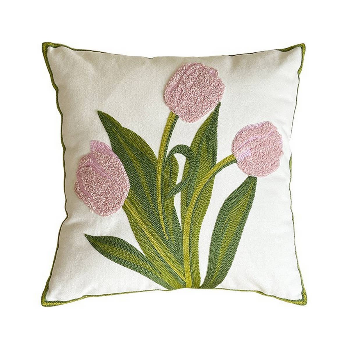 Embroidered Daisy Towel Stitch Cushion Cover