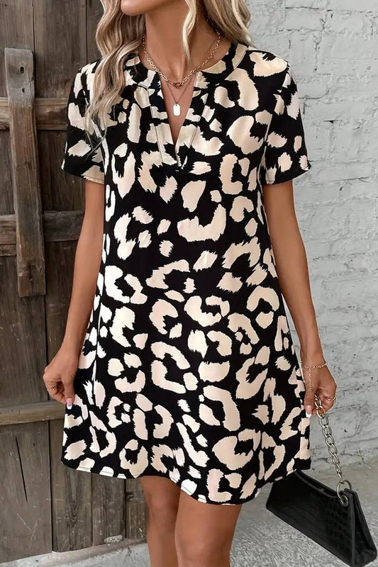 CWDSD8571_V-NECK FLORAL PRINT SHORT SLEEVE DRESS