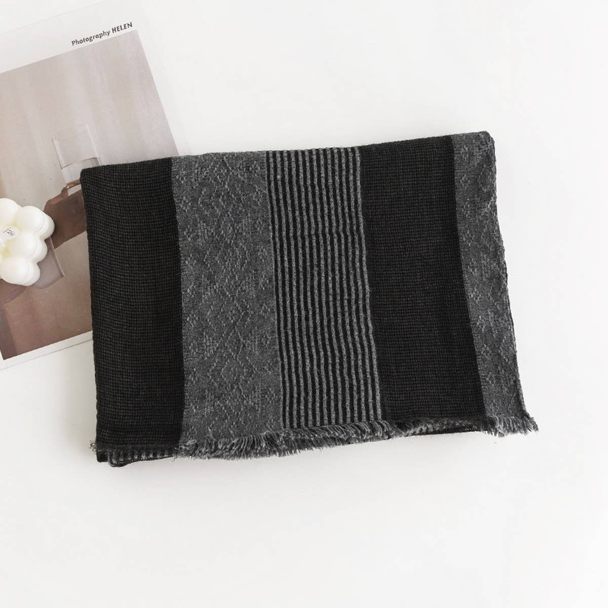 Boho Faux Cashmere Scarf - Vintage Wrap for Women_CWASC1005