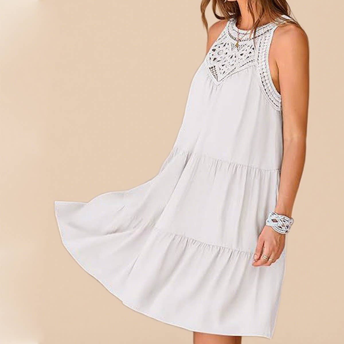 Casual sleeveless cut-out backless dress