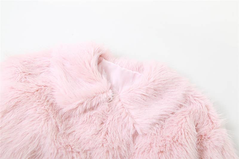 FLUFFY CARDIGAN LAPEL BAGGY WARM JACKET