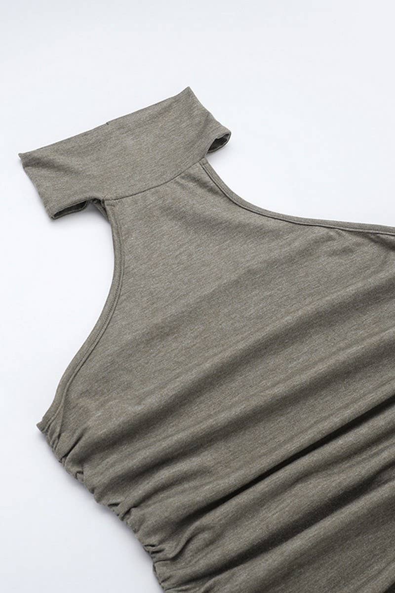 CWSTB1752_HIGH NECK SLEEVELESS TOP AND BIKER SHORTS SET