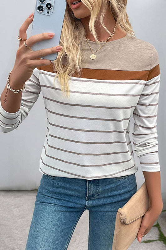 CWTBLL4033_VINTAGE CASUAL STRIPED LONG SLEEVE TEE