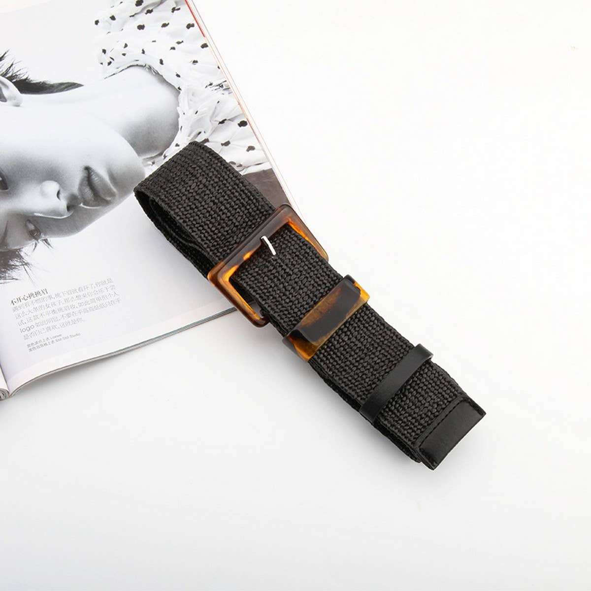 CWABE1179_RETRO CASUAL STRIPED LINEN SIMPLE WAIST BELT