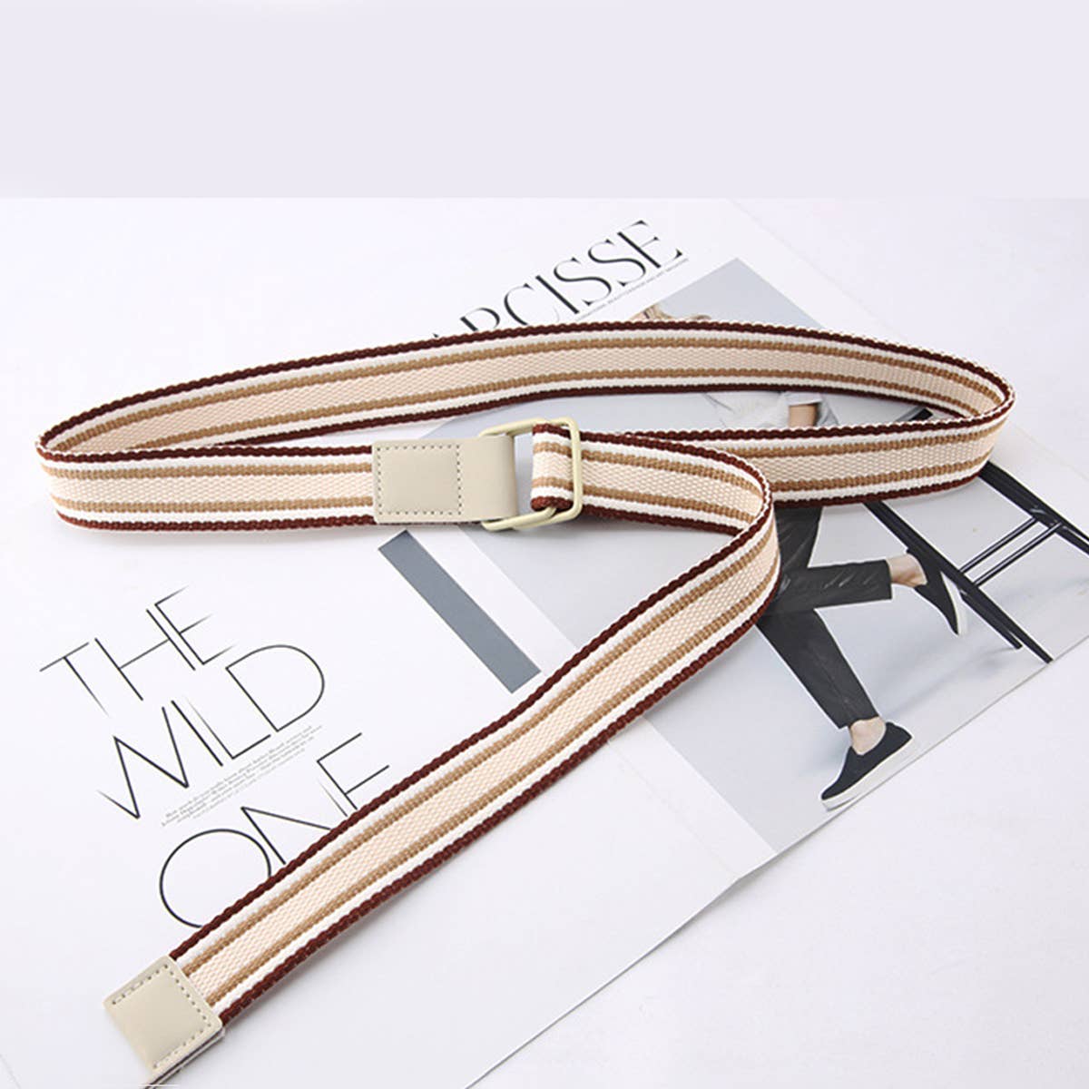 CWABE0948_STRIPED SIMPLE ALL-MATCH DOUBLE BUCKLE BELT