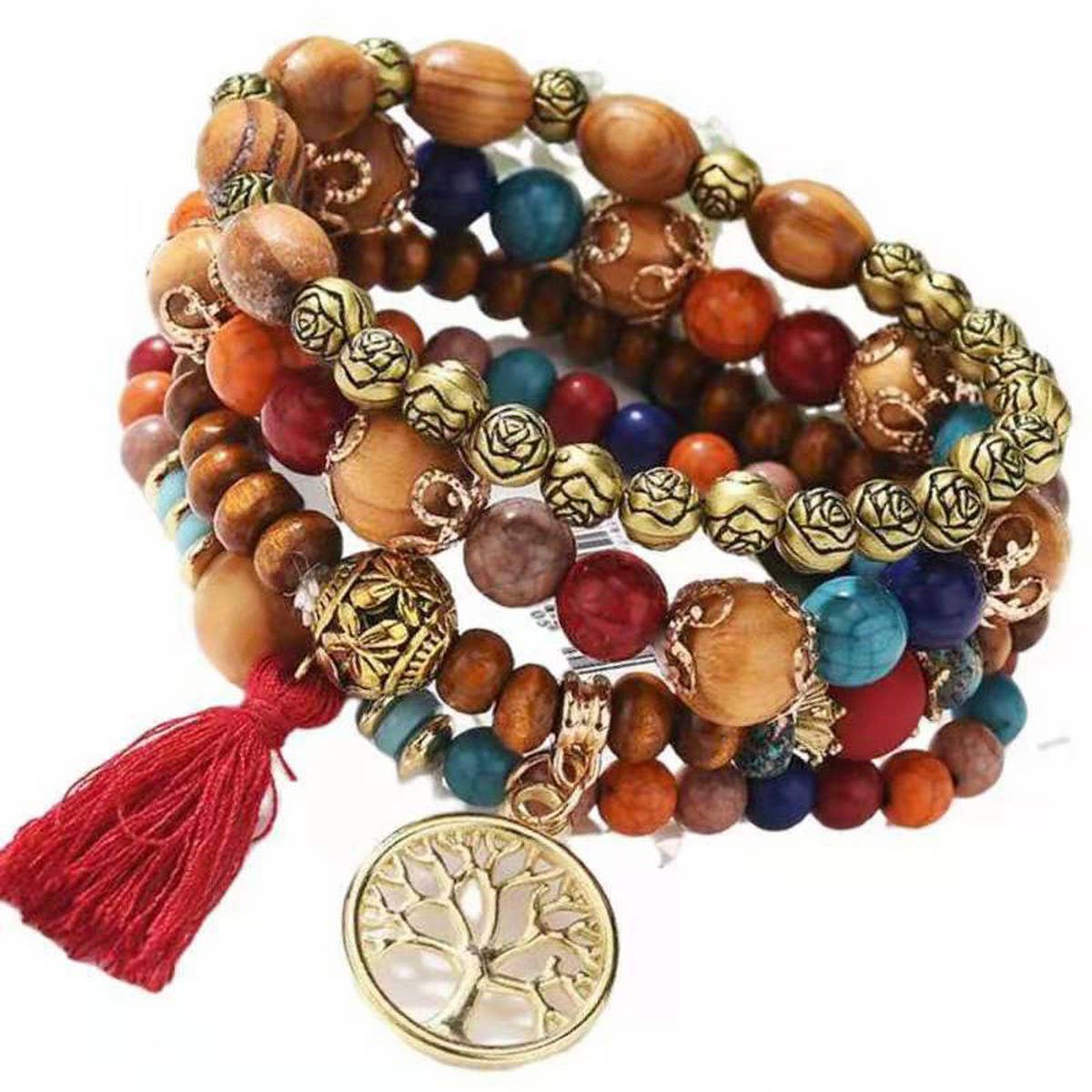 BOHEMIAN TASSEL WOODEN STRING FASHION BRACELET_CWASC0692