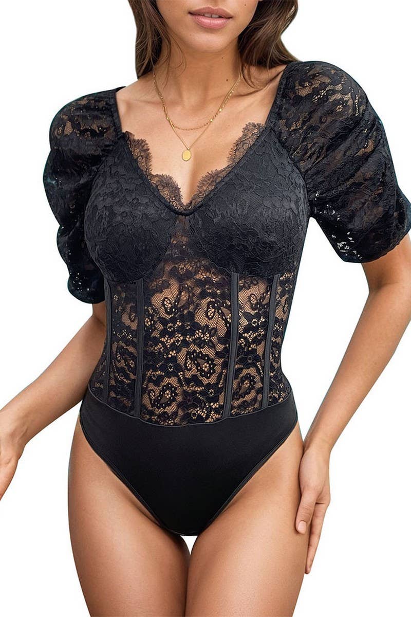 CWSJS0845_SOLID COLOR SEXY V-NECK SHORT-SLEEVED JUMPSUIT