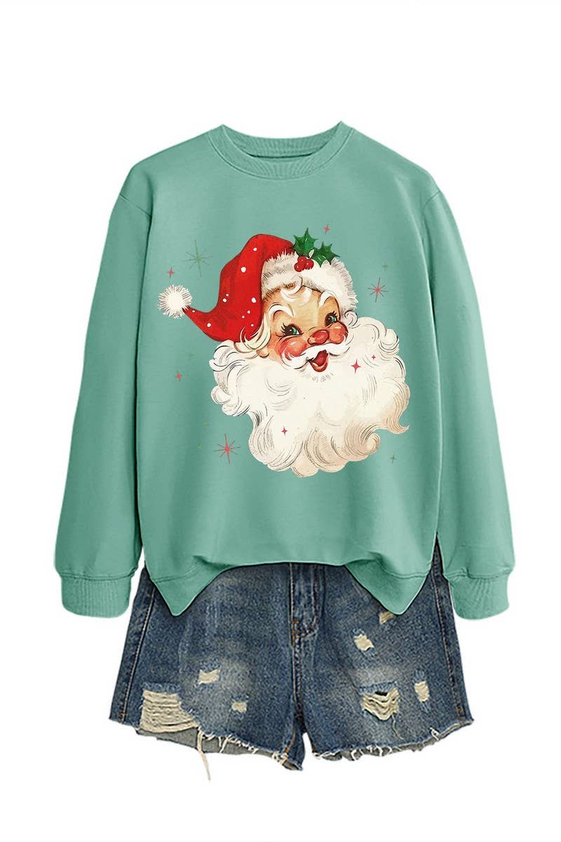 CWTBLL01324_SANTA CLAUS HEAD PATTERN PULLOVER SWEATSHIRT