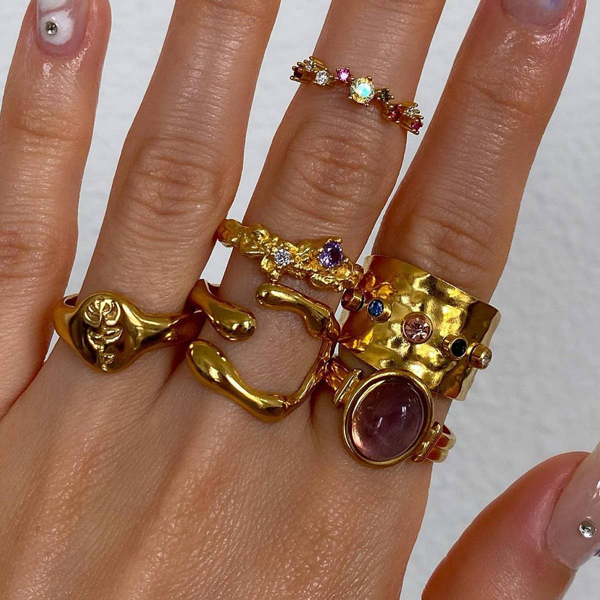 ADJUSTABLE OPEN RING GEOMETRIC DESIGN FOR WOMEN_CWAJE1224