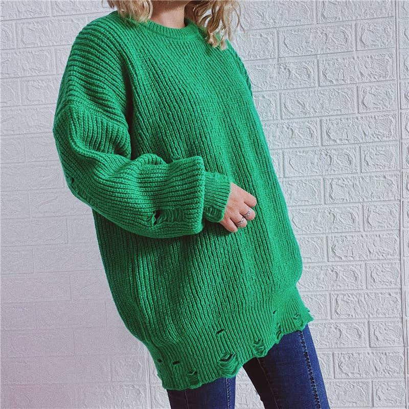 WOSWL1296_Crew Neck Pullover Casual Long Sleeve Sweater