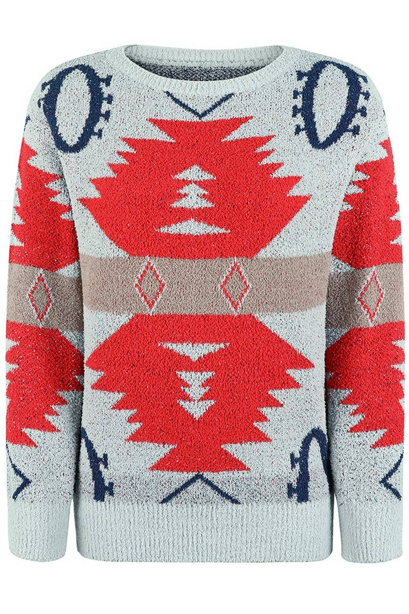 CWOSWL2568_CONTRAST COLOR CHRISTMAS LONG SLEEVE SWEATER