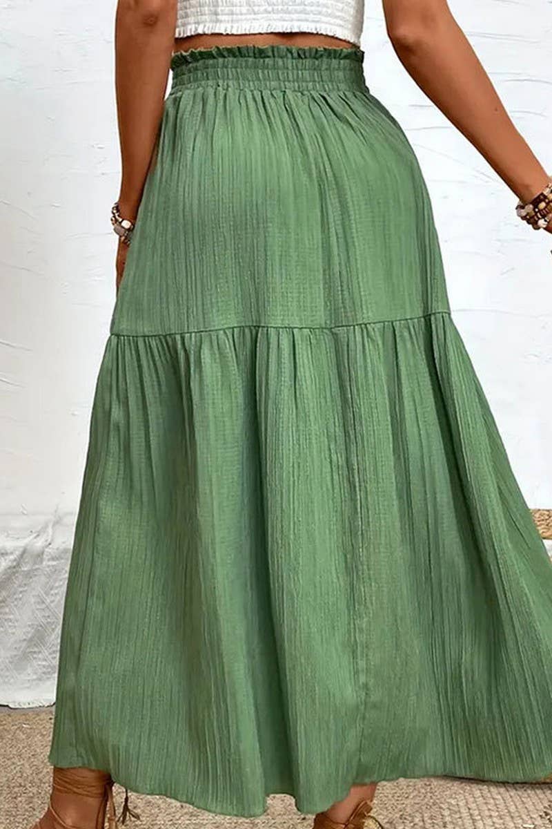 CWBLS0442_SPRING AND SUMMER HIGH-END SLIT RUFFLE SKIRT