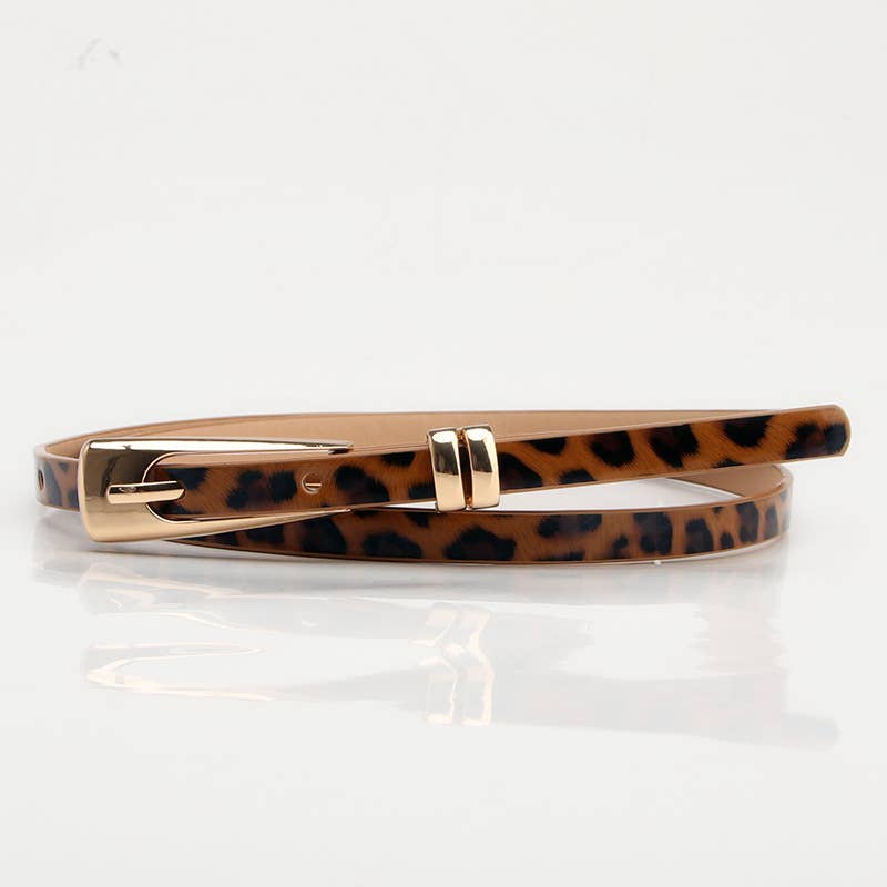 Leopard-print alloy pin buckle fashionable belt